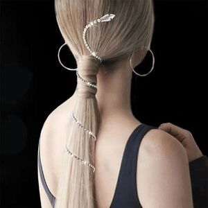 White Gold Diamond Snake Gothic Hair Clip